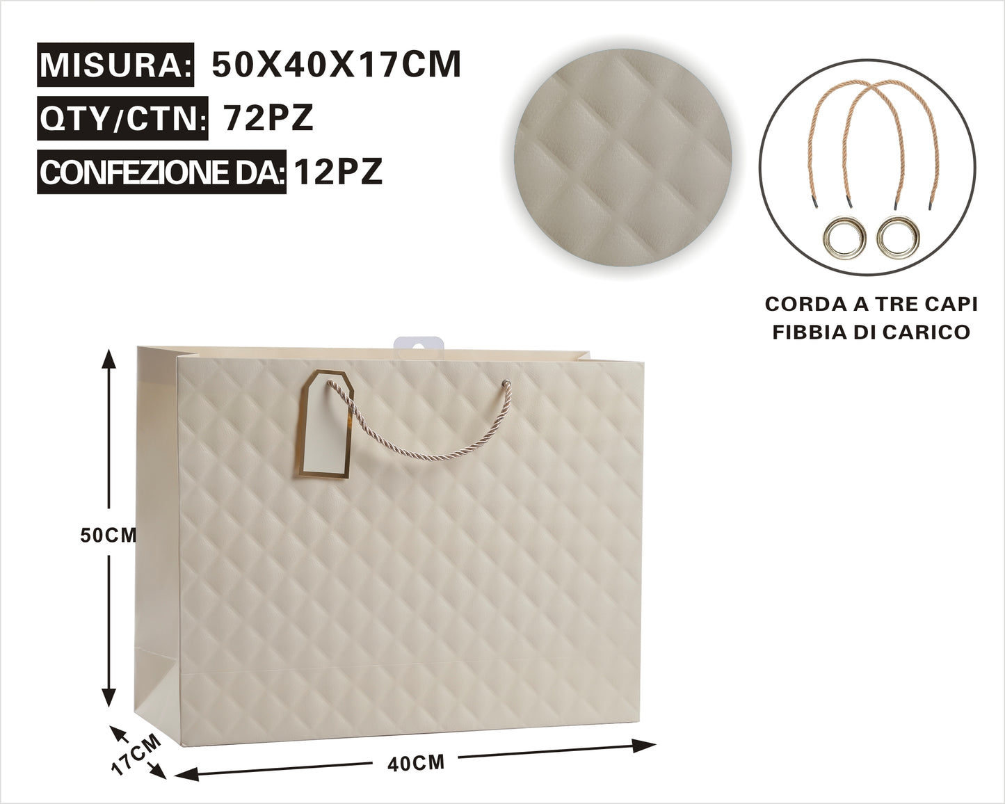 Busta Regalo Trapuntata Light Gold – Eleganza & Raffinatezza in Ogni Dettaglio