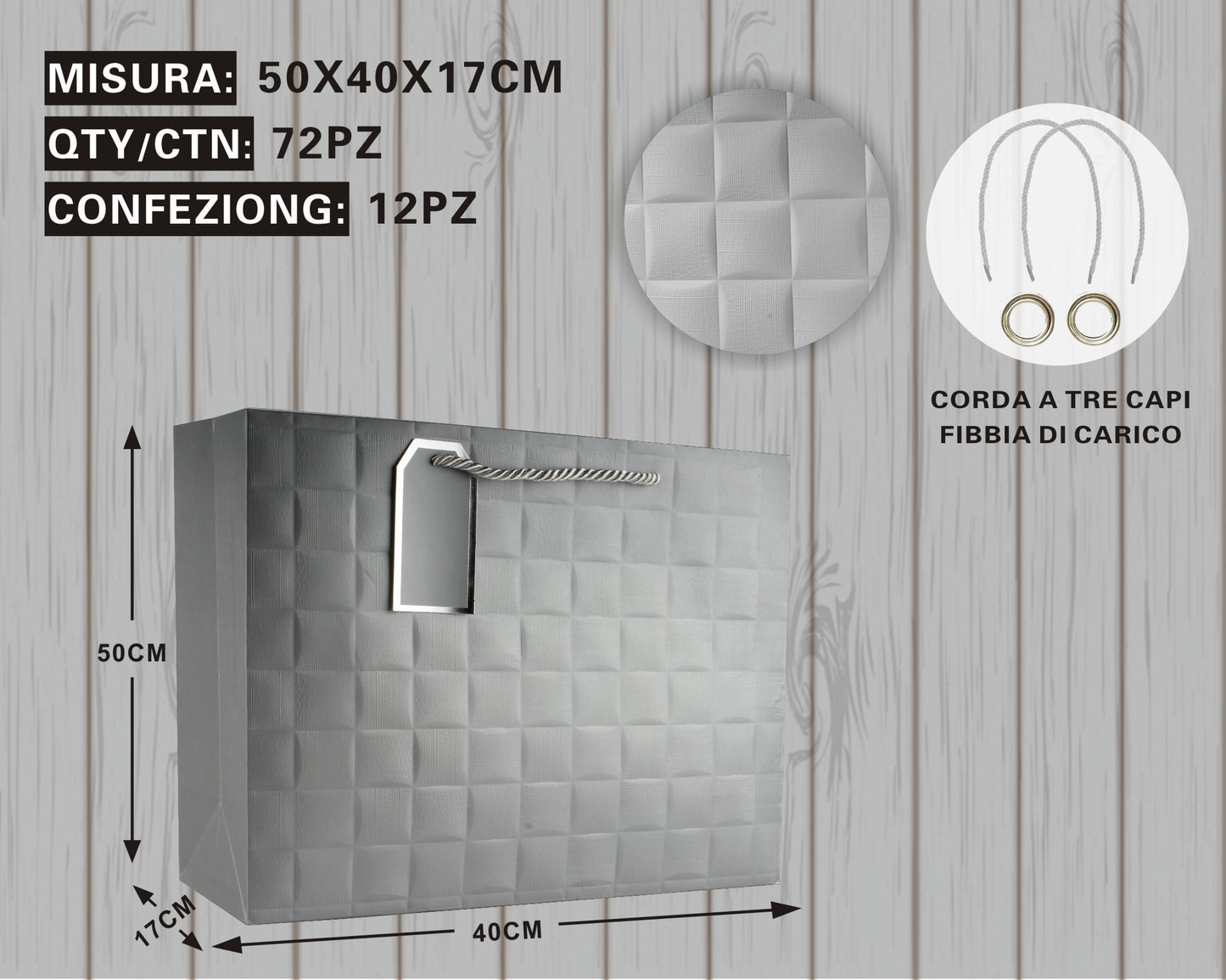 Busta Regalo Trapuntata Light Grey – Eleganza & Raffinatezza in Ogni Dettaglio