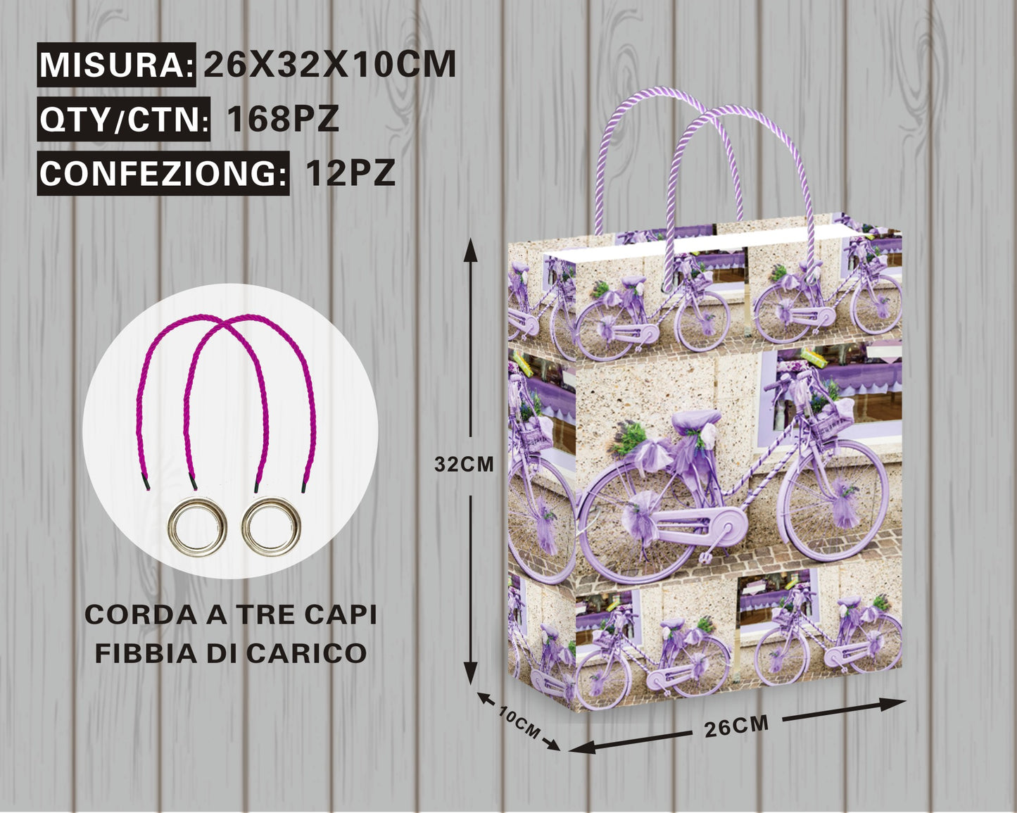 Borsa Regalo con Bicicletta e Fiori nel Cesto