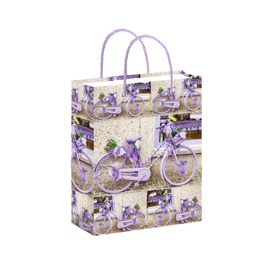 Borsa Regalo con Bicicletta e Fiori nel Cesto