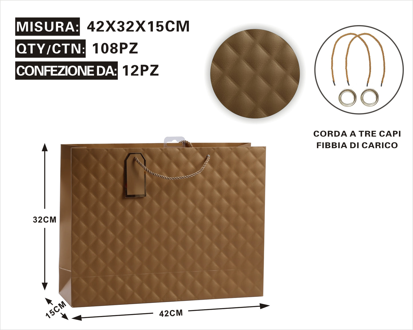 Busta Regalo Trapuntata Marrone – Eleganza & Raffinatezza in Ogni Dettaglio