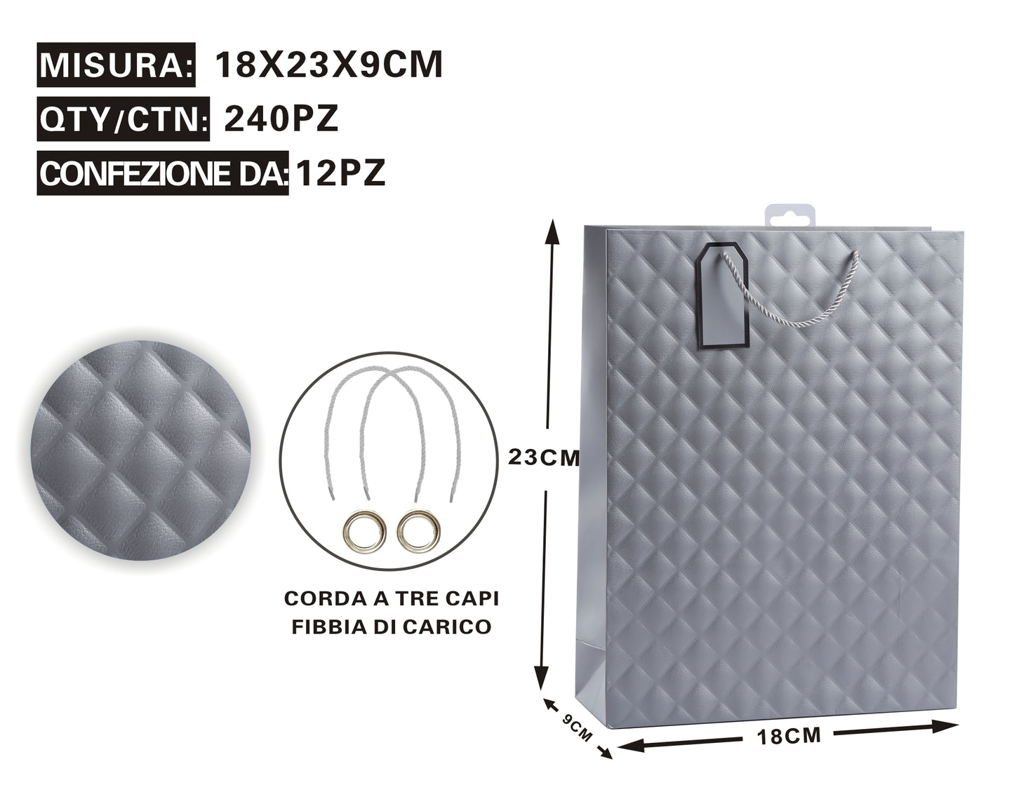 Busta Regalo Trapuntata Grey – Eleganza & Raffinatezza in Ogni Dettaglio
