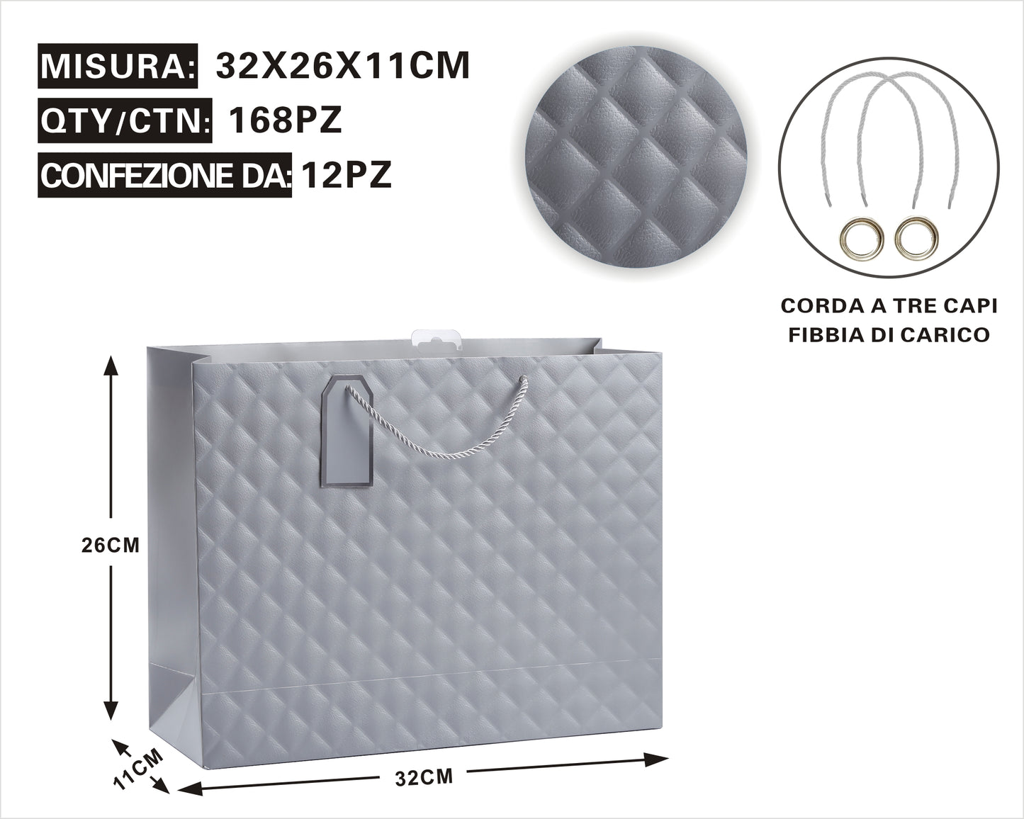 Busta Regalo Trapuntata Grey – Eleganza & Raffinatezza in Ogni Dettaglio