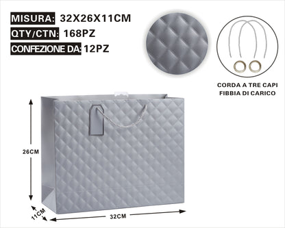 Busta Regalo Trapuntata Grey – Eleganza & Raffinatezza in Ogni Dettaglio