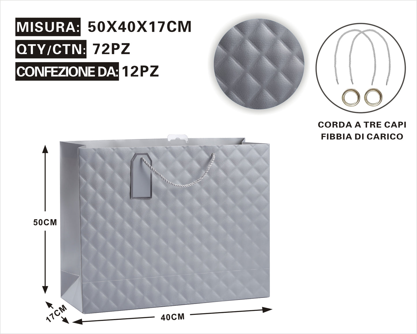 Busta Regalo Trapuntata Grey – Eleganza & Raffinatezza in Ogni Dettaglio