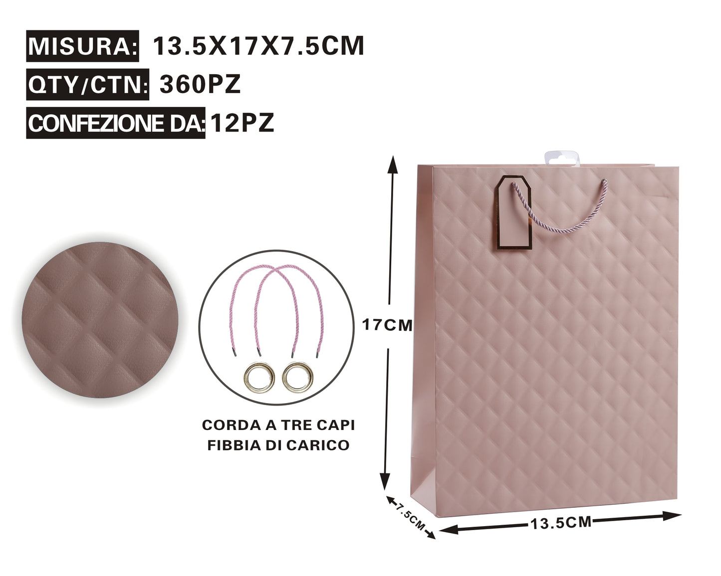 Busta Regalo Trapuntata Dark pink – Eleganza & Raffinatezza in Ogni Dettaglio