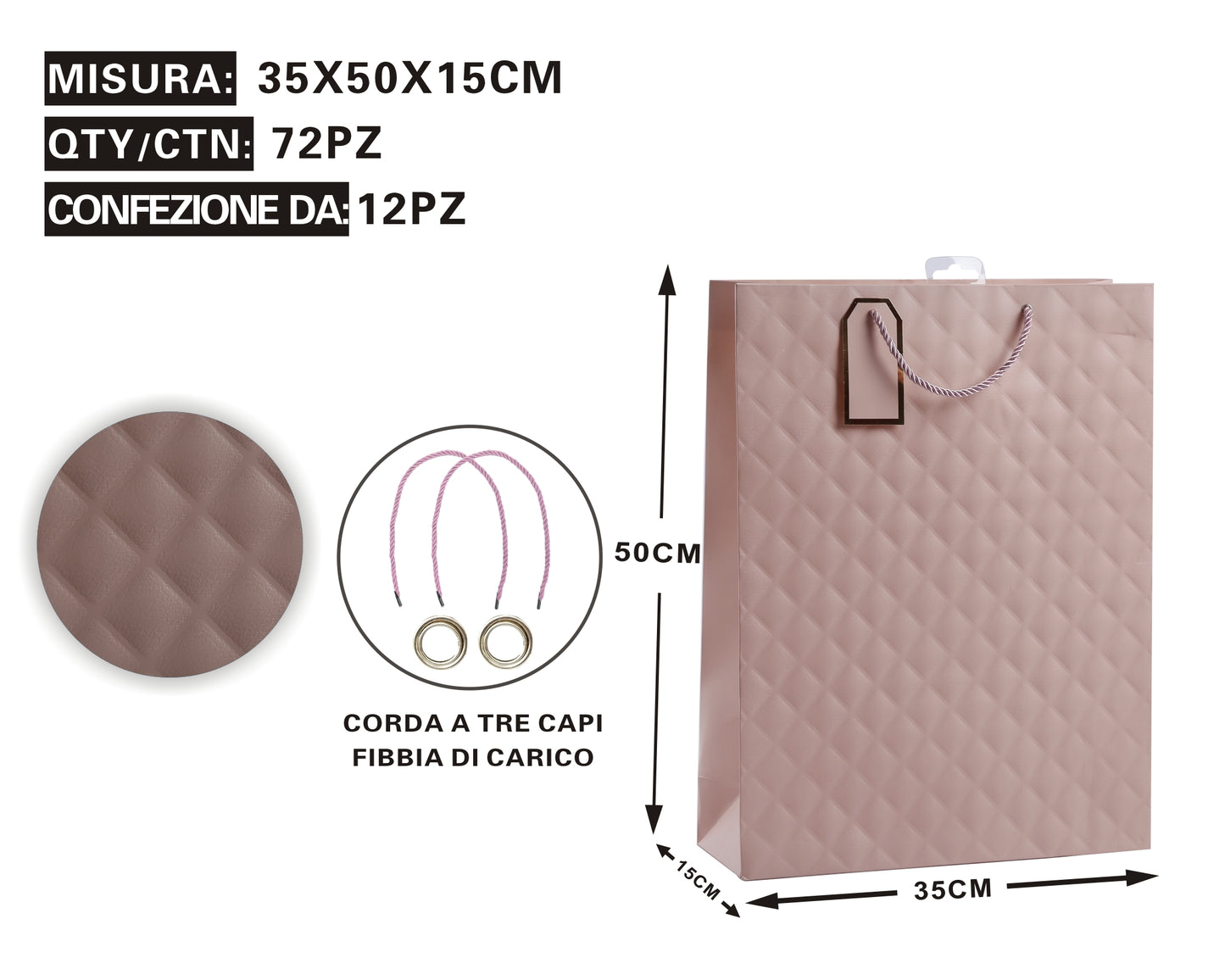 Busta Regalo Trapuntata Dark pink – Eleganza & Raffinatezza in Ogni Dettaglio