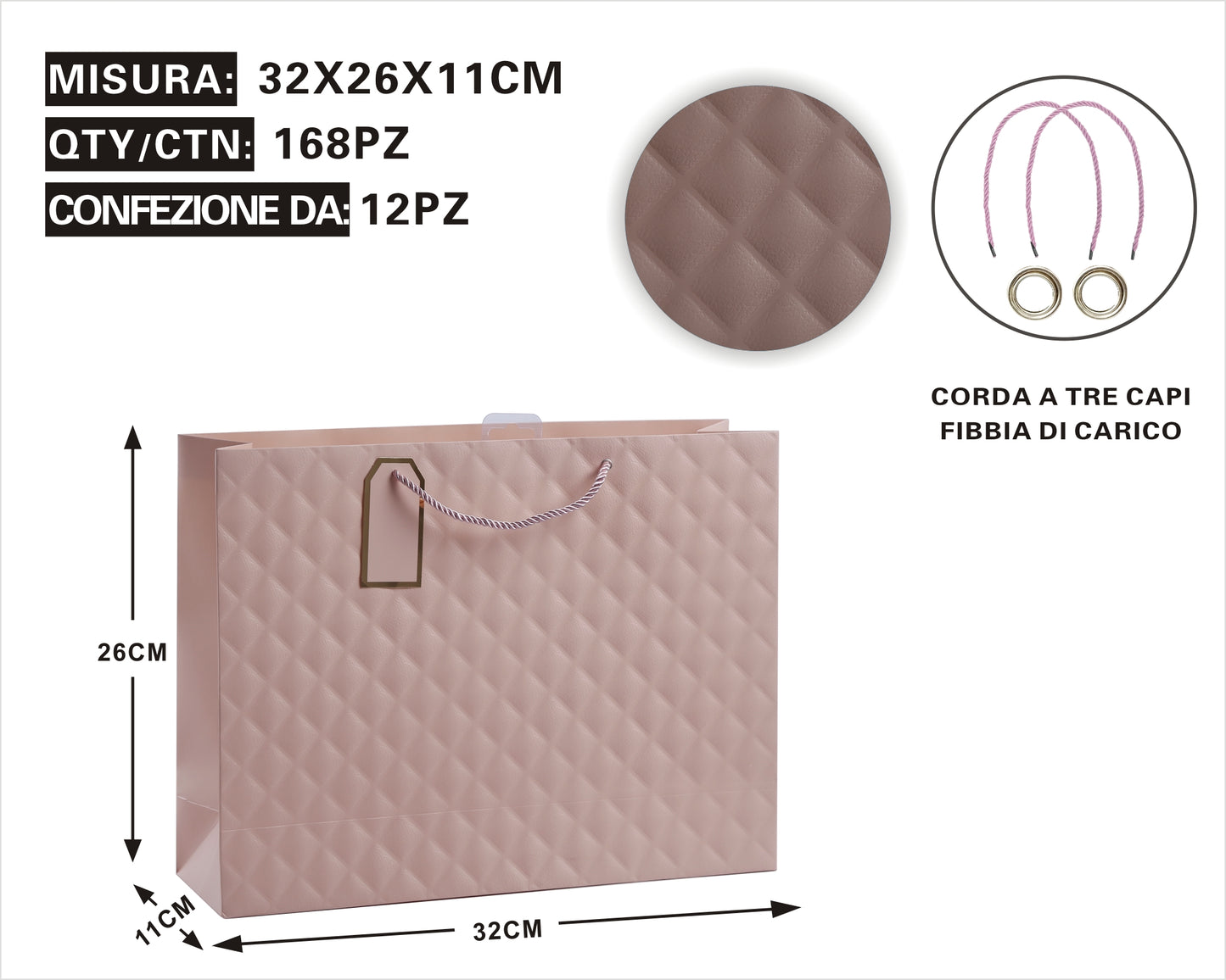 Busta Regalo Trapuntata Dark pink – Eleganza & Raffinatezza in Ogni Dettaglio
