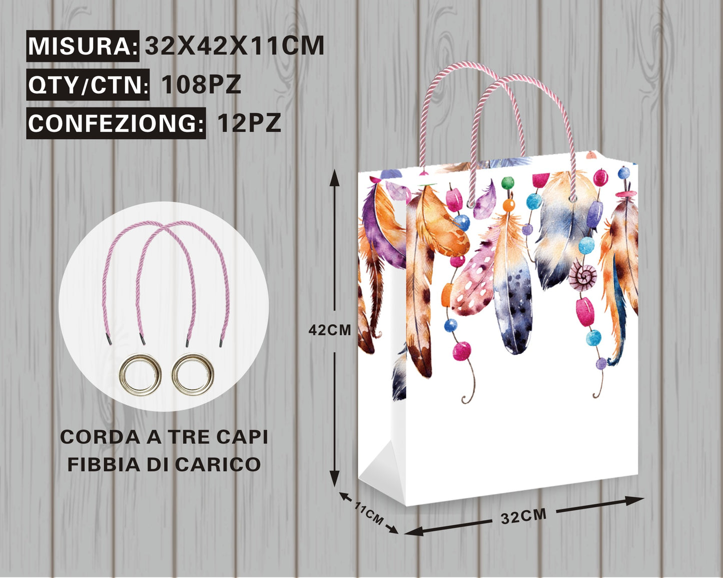 Borsa Regalo con Foglie Colorate