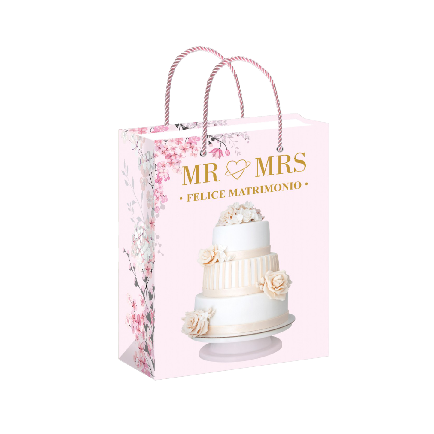 Borsa Regalo con Torta e Scritta “Mr & Mrs” 💍