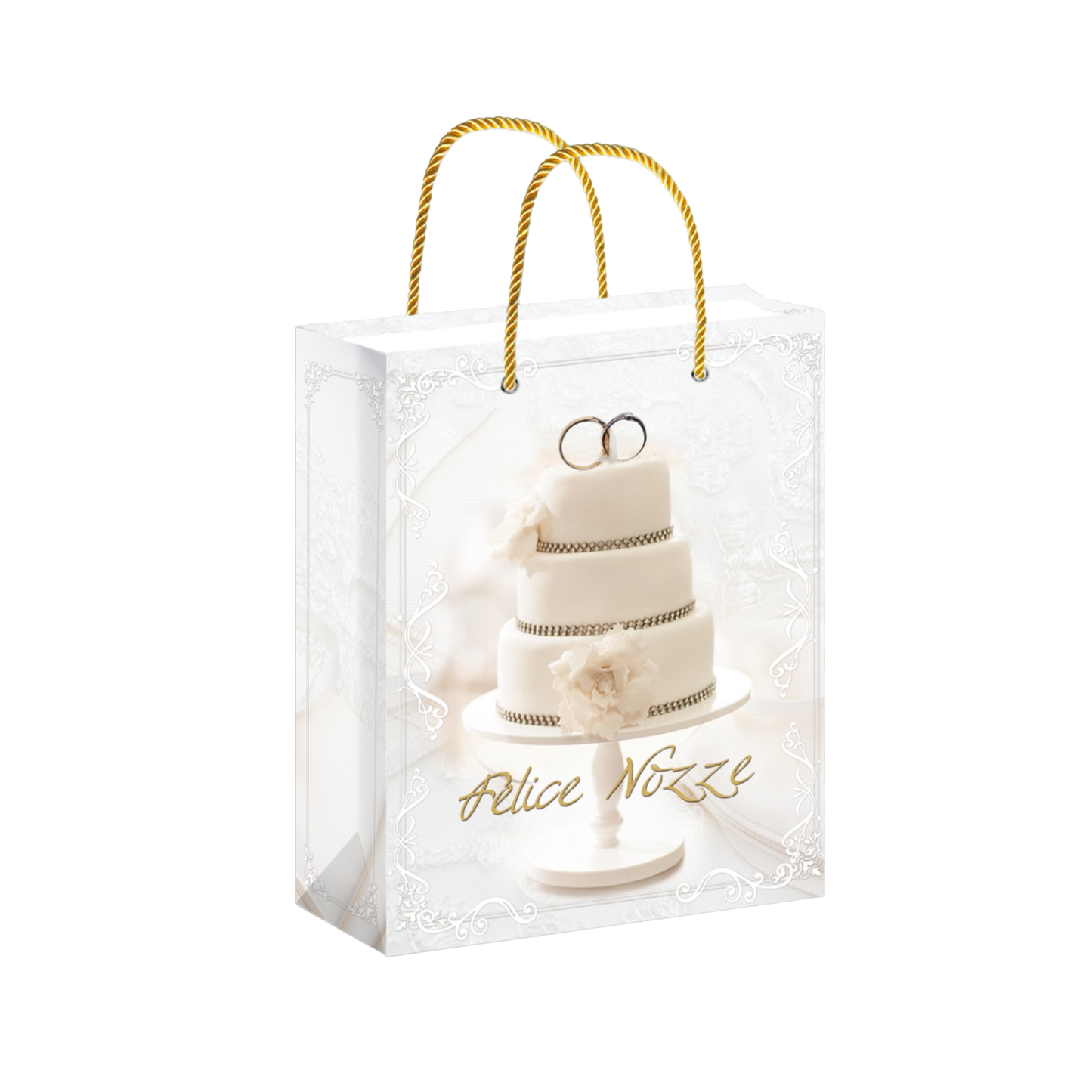 Borsa Regalo con Anello Nuziale e Torta