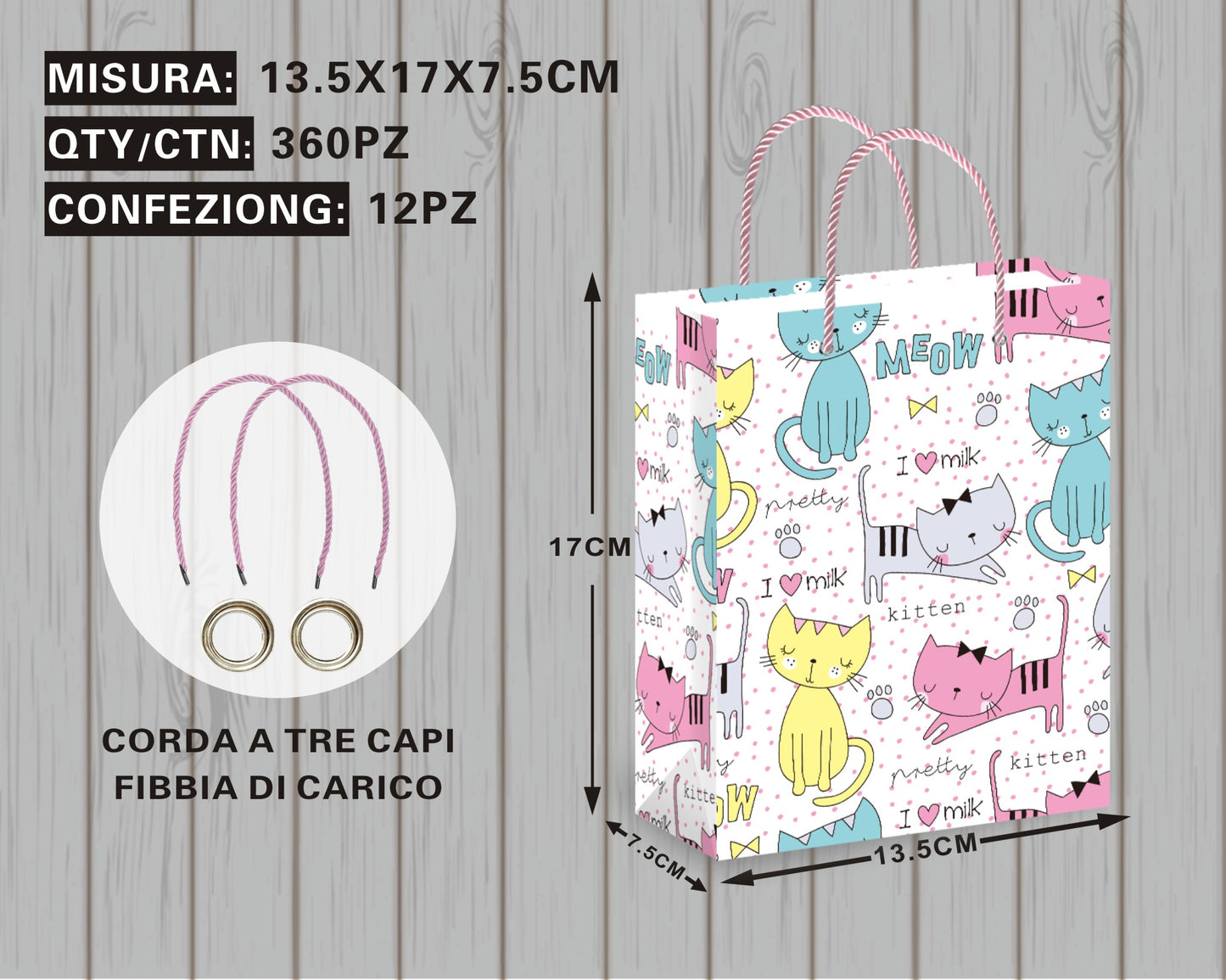 Borsa Regalo con Gatti Colorati