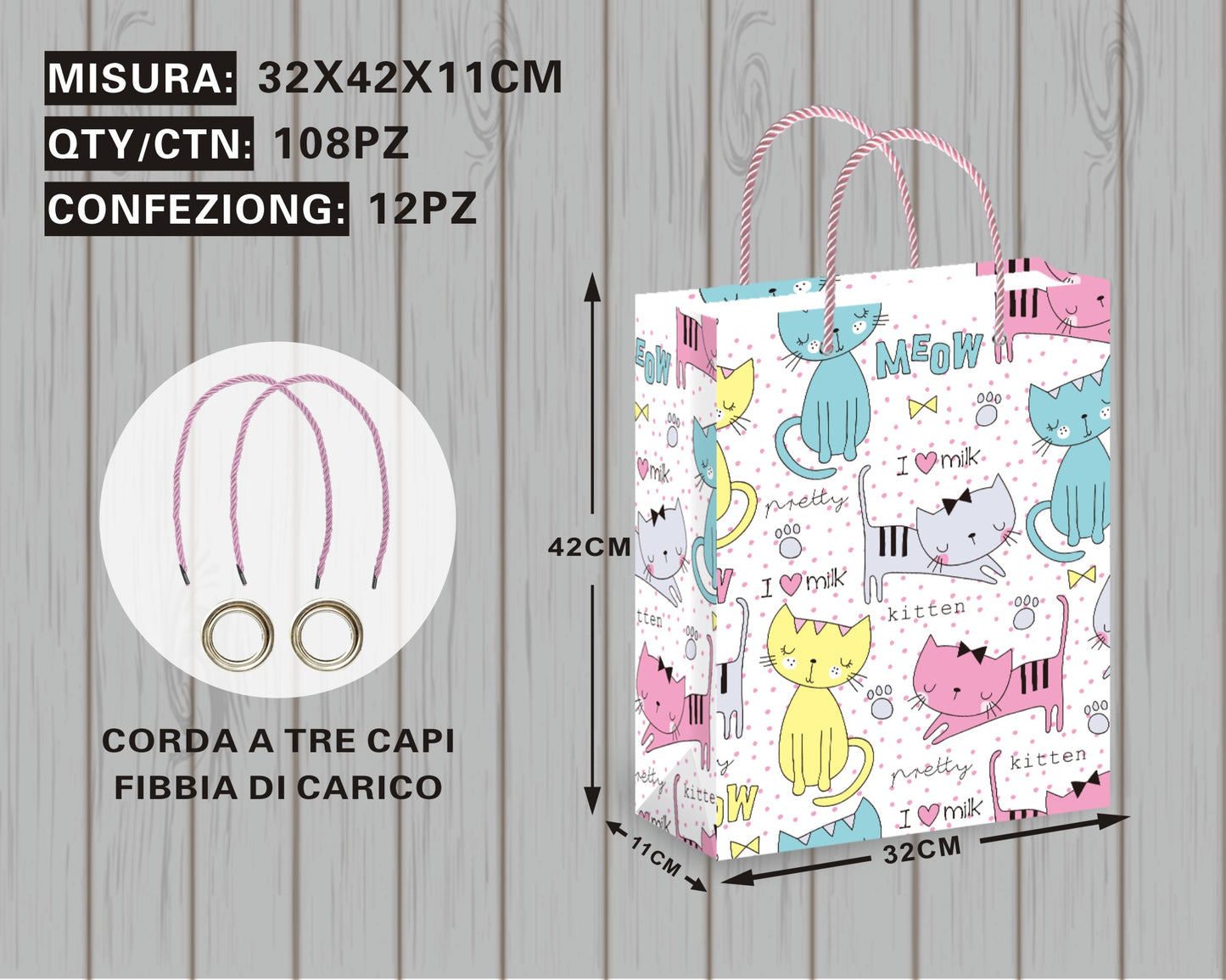 Borsa Regalo con Gatti Colorati