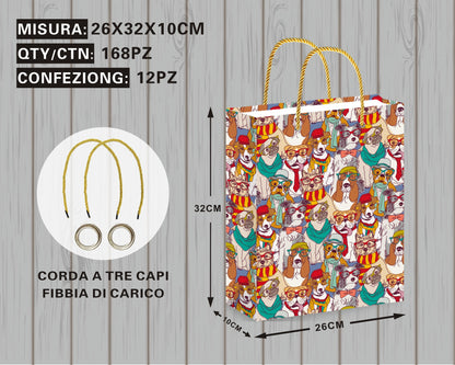Borsa Regalo con Cani Colorati e Stilosi