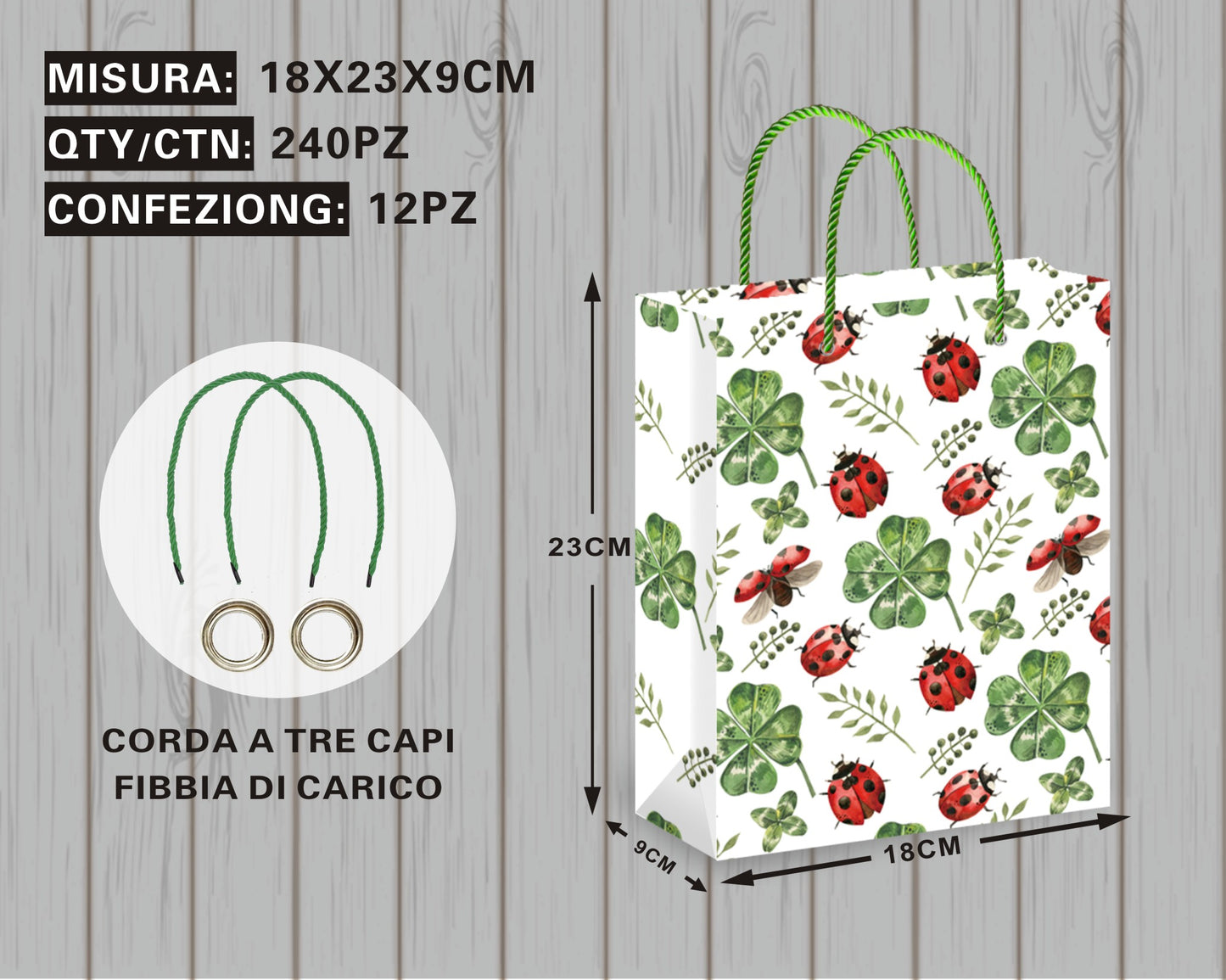 Borsa Regalo con Coccinelle e Quadrifogli
