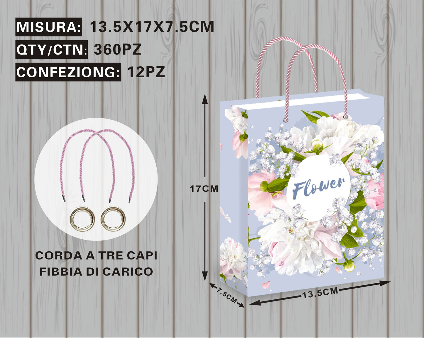 Borsa Regalo Elegante con Fiori