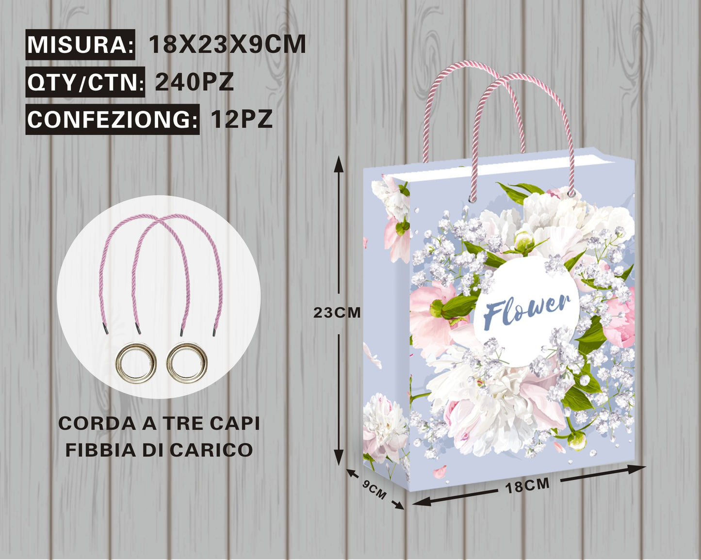 Borsa Regalo Elegante con Fiori