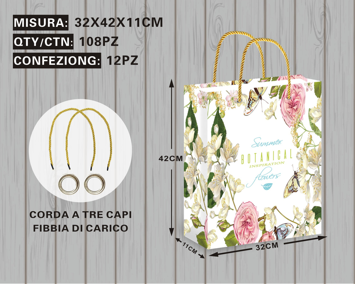 Borsa Regalo Elegante con Fiori