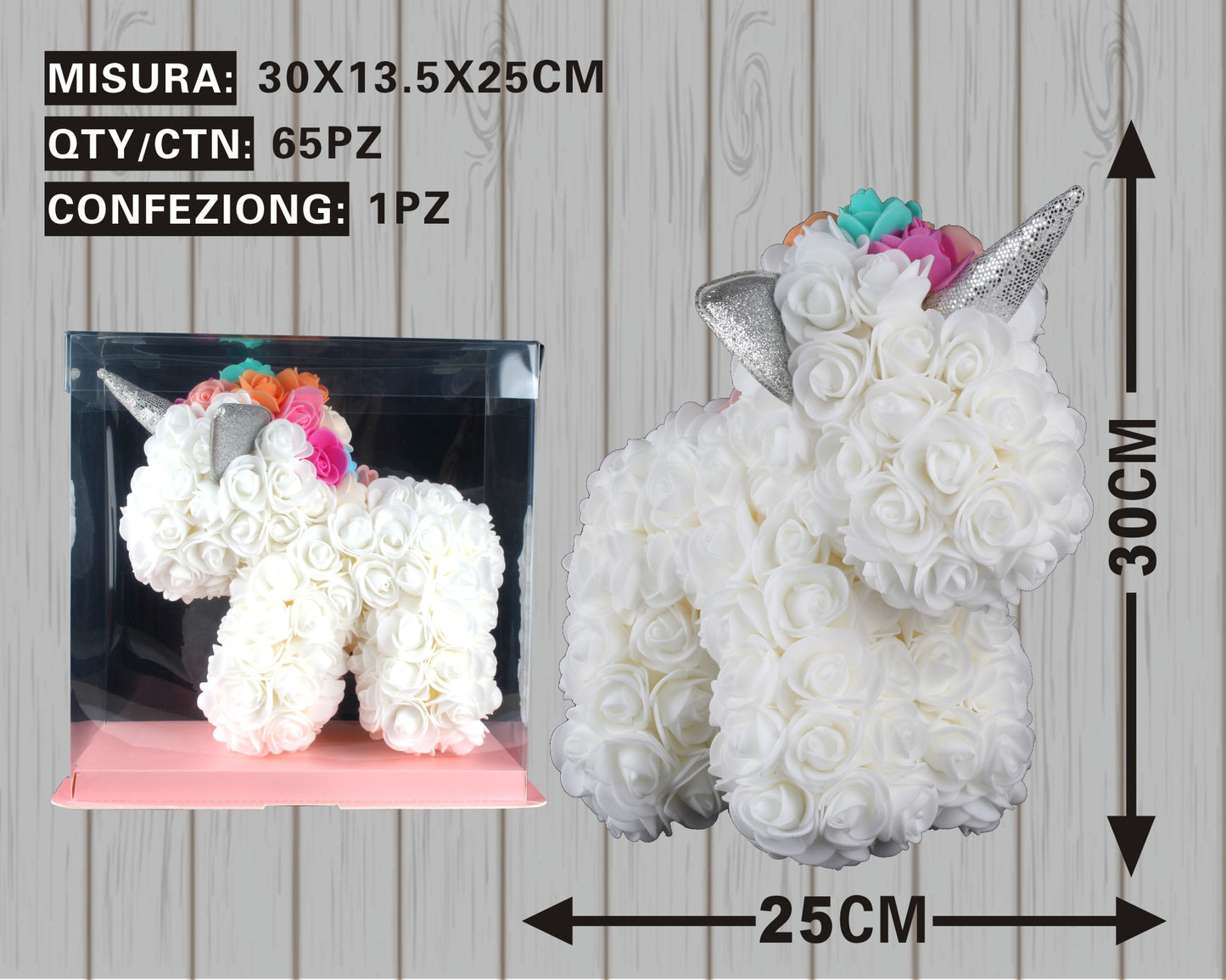 Unicorno di Rose Incantato – Un Sogno che si Avvera - Bianco