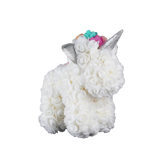 Unicorno di Rose Incantato – Un Sogno che si Avvera - Bianco