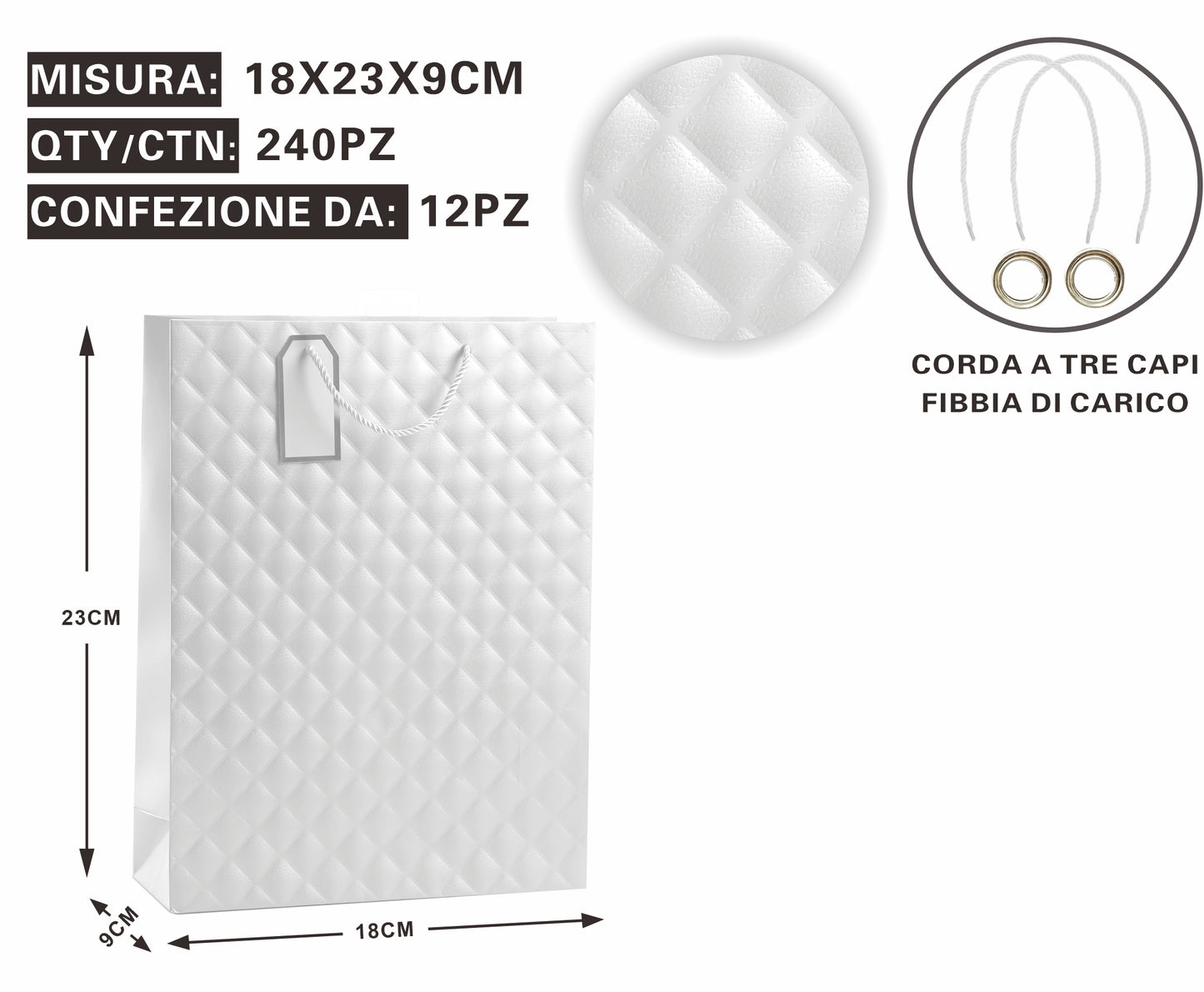 Busta Regalo Trapuntata Bianca – Eleganza & Raffinatezza in Ogni Dettaglio