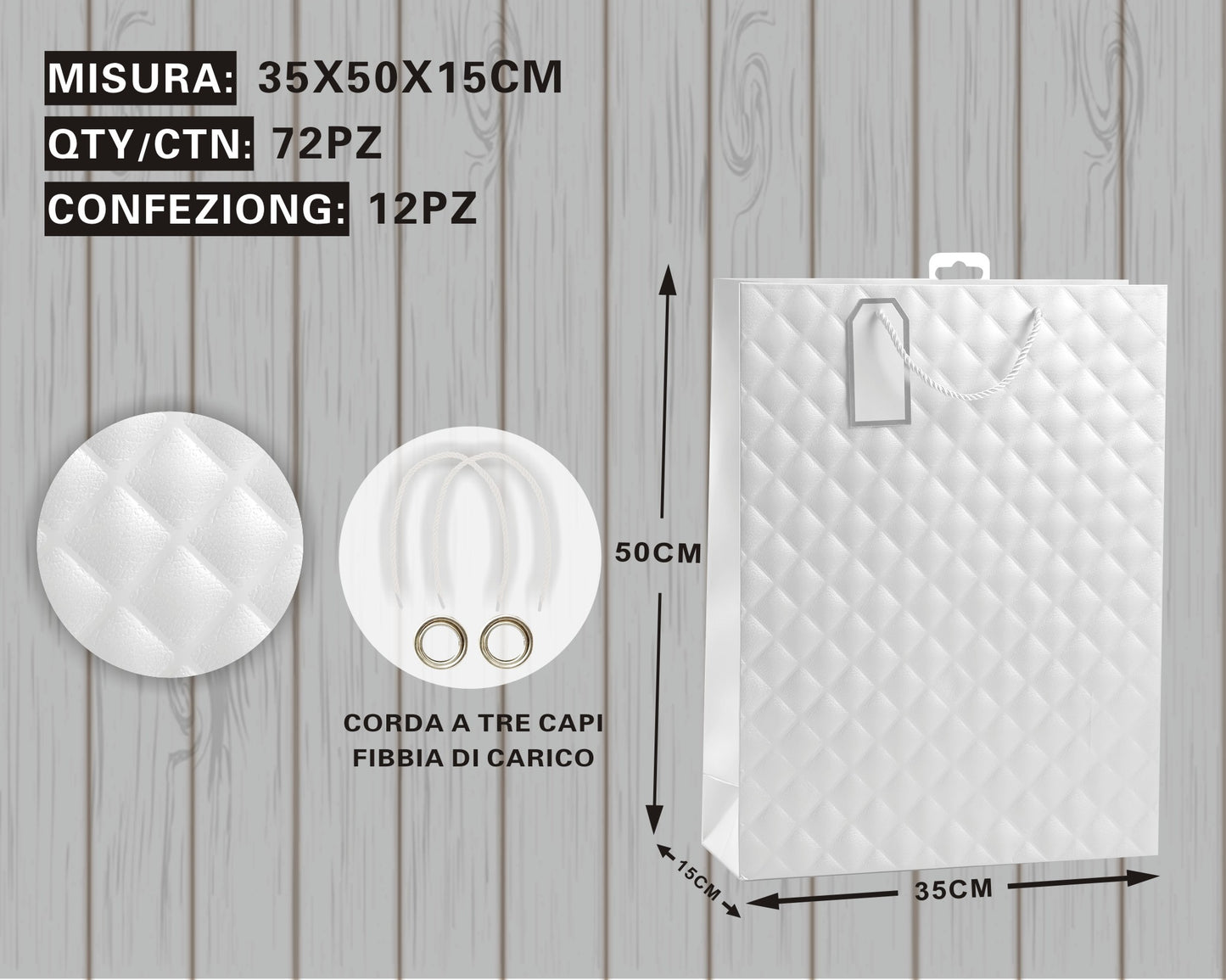 Busta Regalo Trapuntata Bianca – Eleganza & Raffinatezza in Ogni Dettaglio