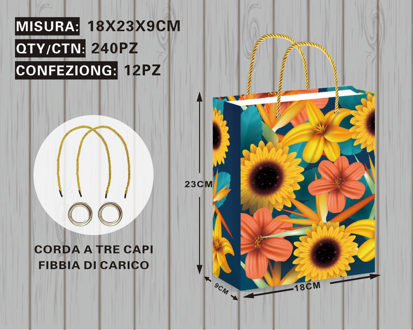 Borsa Regalo Elegante con Fiori
