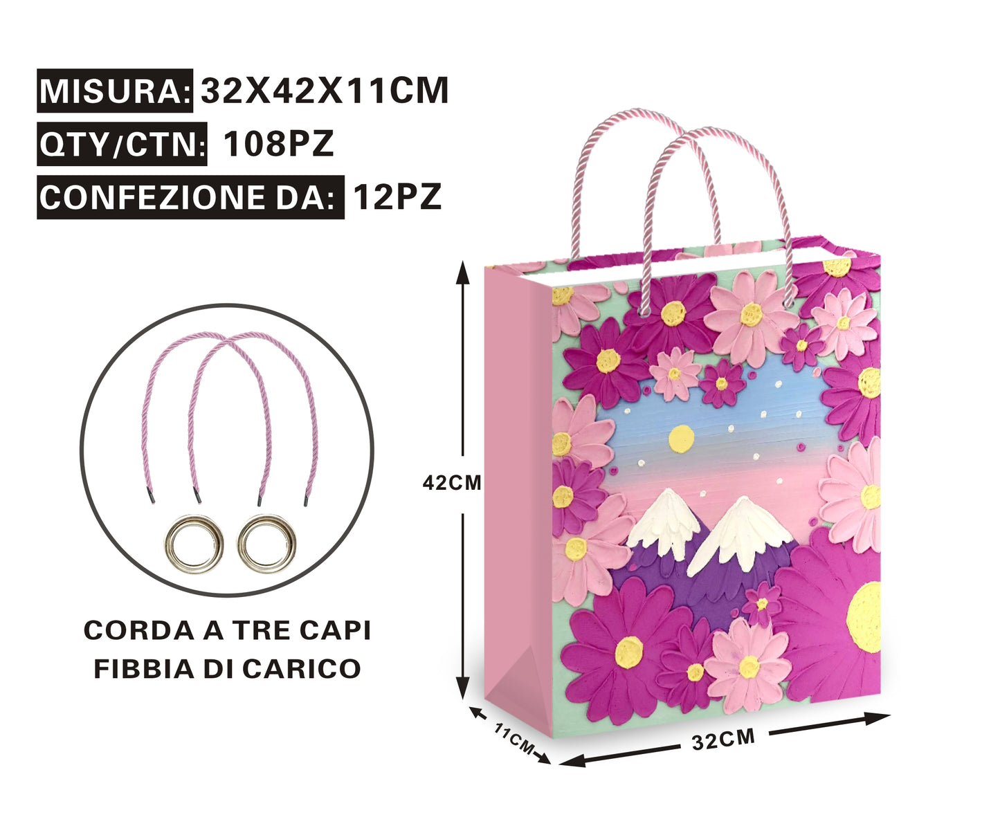 Borsa Regalo Elegante con Fiori
