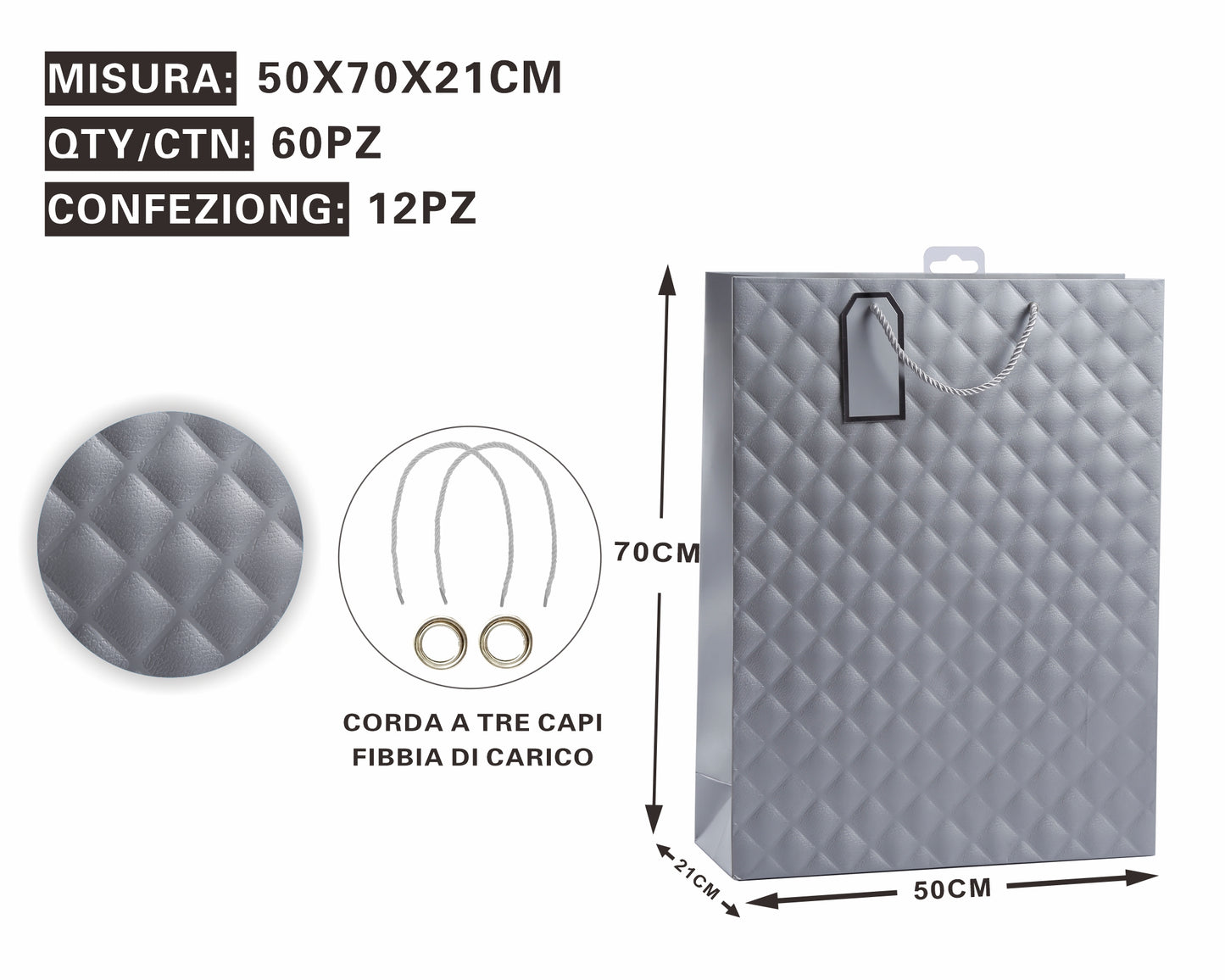 Busta Regalo Trapuntata Grey – Eleganza & Raffinatezza in Ogni Dettaglio